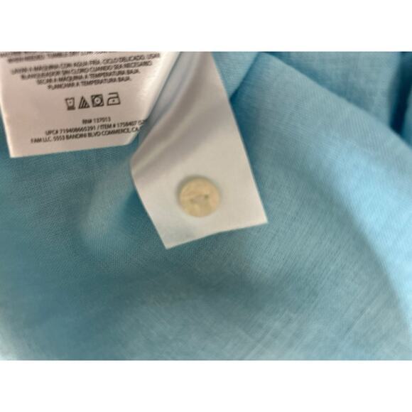 Orvis Women's Light Blue Linen Blend Button Up Short Sleeve Shirt Size XL - Picture 8 of 8